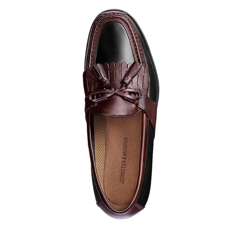 Johnston & Murphy Men's Aragon Tassel Loafer Dress Casual Shoe, Black Smooth/Antique Mahogany, 12 M - Image 3